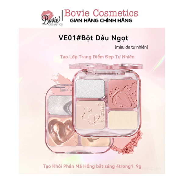 Bảng Phấn Má Hồng Highlight VEECCI Phấn Má Hồng bắt sáng 4trong1