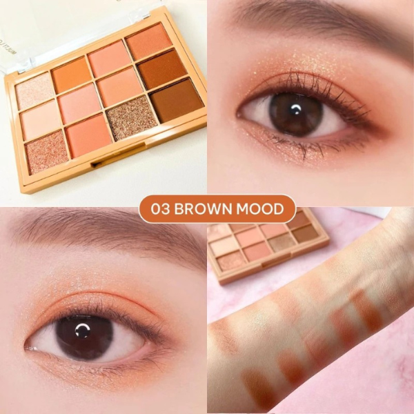 Bảng phấn mắt 12 ô Odbo Multi Look Eye Palette OD2012 gồm ánh nhũ và lì