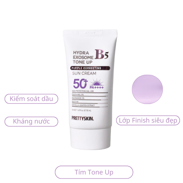 Kem Chống Nắng PrettySkin Sun Cream SPF 50+ PA++++ Hydra B5 Exosome Tone Up - Treatment - Oil Control