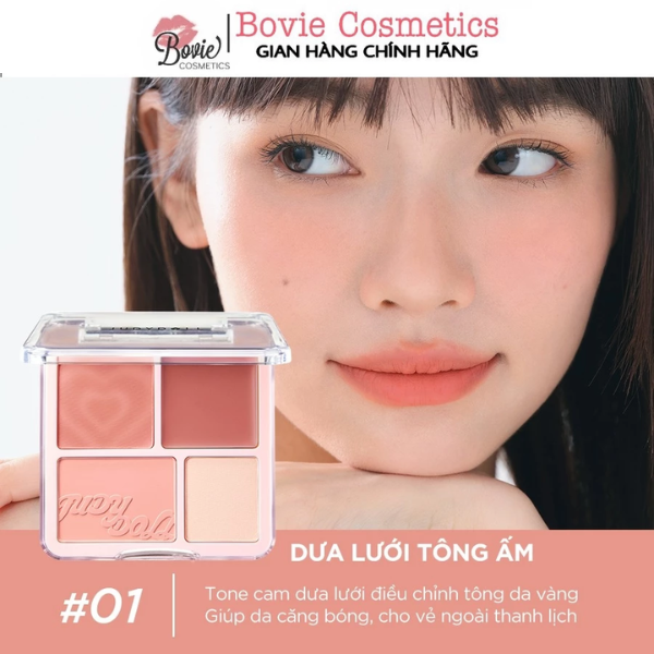 Phấn má hồng bắt sáng 4 ô Màu Judydoll Blush & Highlight Palette
