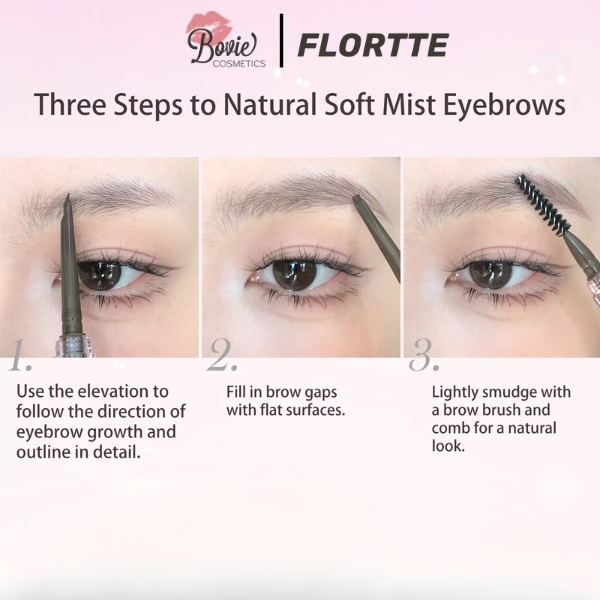 Chì Kẻ Mày Flortte Solid Small Machete Eyebrow Pencil  Thiết Kế Đầu Vát Dễ Kẻ Cho Người Mới, Bền Màu 0.11g
