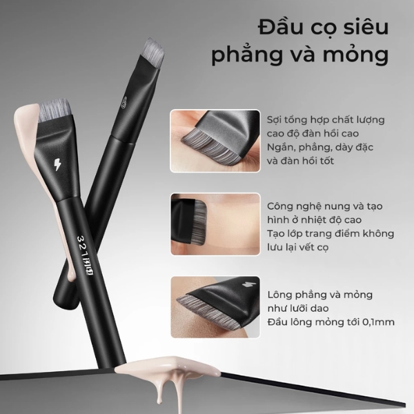 Set 3 Cọ Mút BLJ Pro Makeup Dòng Lightning, Dụng Cụ Trang Điểm Lớp Nền Set Cái 2 Cọ + 1 Bông Mút