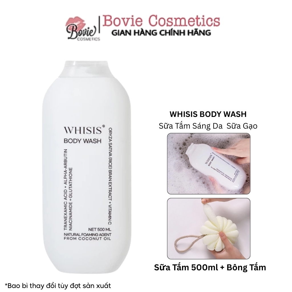 Sữa Tắm Sáng Da Dưỡng Ẩm Mềm Mượt Men Sữa Gạo Whisis Body Wash 500ml