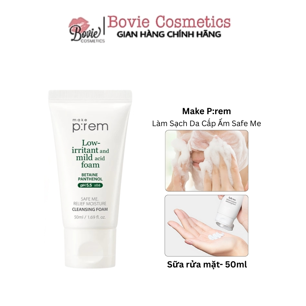 Sữa Rửa Mặt, Sữa Tẩy Trang Make P:rem Safe me Relief Moisture Cleansing Milk
