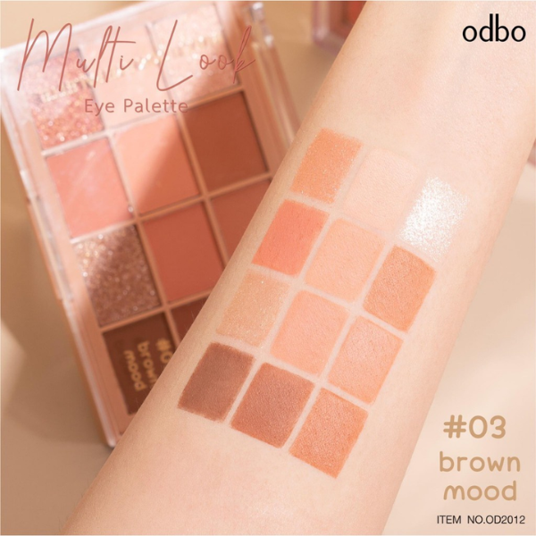 Bảng phấn mắt 12 ô Odbo Multi Look Eye Palette OD2012 gồm ánh nhũ và lì