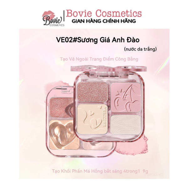 Bảng Phấn Má Hồng Highlight VEECCI Phấn Má Hồng bắt sáng 4trong1