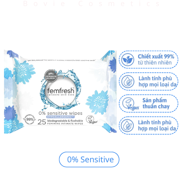 Khăn ướt vệ sinh vùng kín cao cấp cho da nhạy cảm Femfresh  25 tờ
