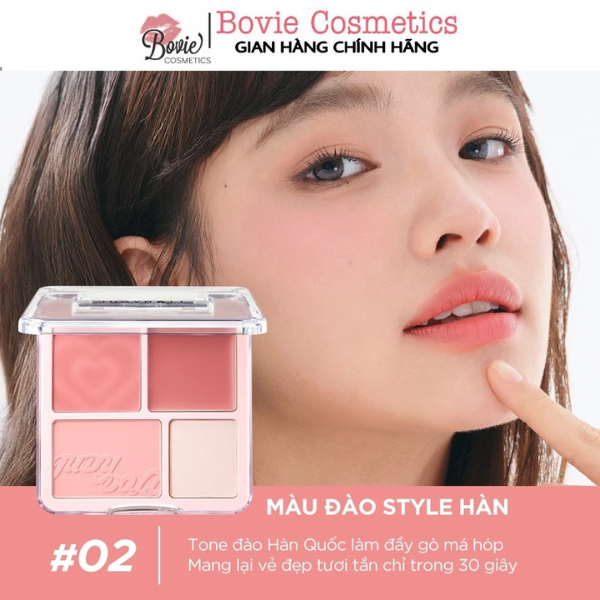 Phấn má hồng bắt sáng 4 ô Màu Judydoll Blush & Highlight Palette