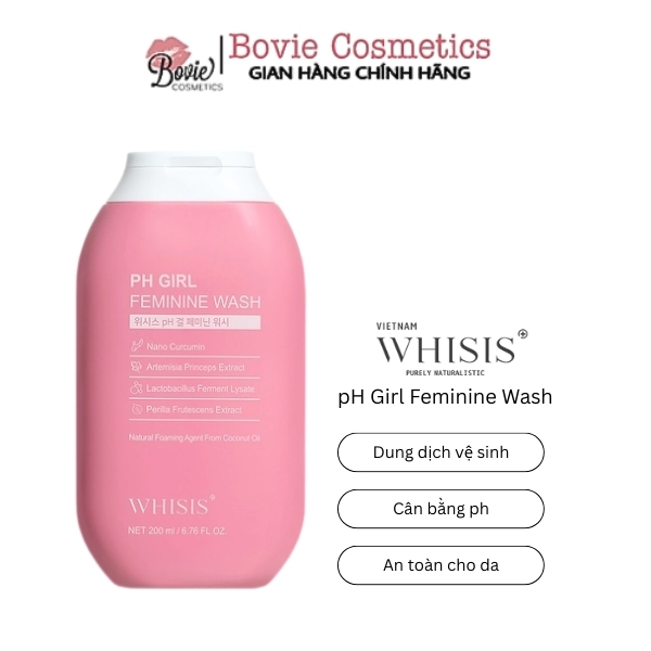 Dung Dịch Vệ Sinh Phụ Nữ X2 Nghệ Nano Whisis pH Girl Feminine Wash 200ml Làm Sạch, Khử Mùi, Dưỡng Ẩm, Giảm Viêm An Toàn