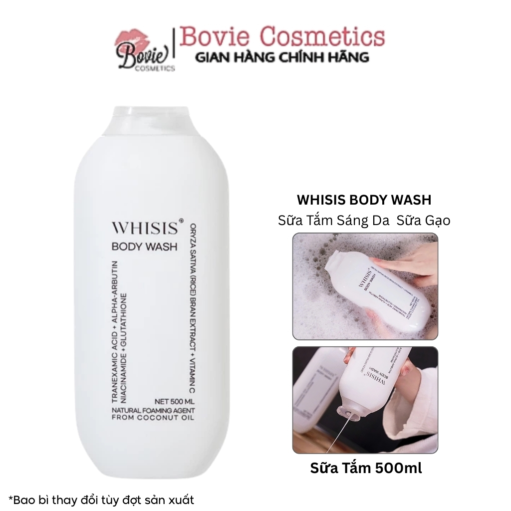 Sữa Tắm Sáng Da Dưỡng Ẩm Mềm Mượt Men Sữa Gạo Whisis Body Wash 500ml