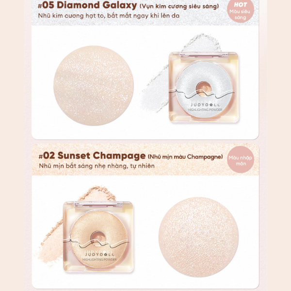 JUDYDOLL Phấn Bắt Sáng Màu Sắp Lấp Lánh Quyến Rũ Highlighting Powder