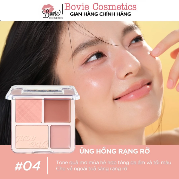 Phấn má hồng bắt sáng 4 ô Màu Judydoll Blush & Highlight Palette