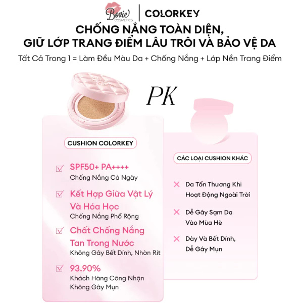 Phấn Nước Chống Nắng Colorkey Long Lasting Flawless Brightening Cushion Cream SPF50+ PA++++
