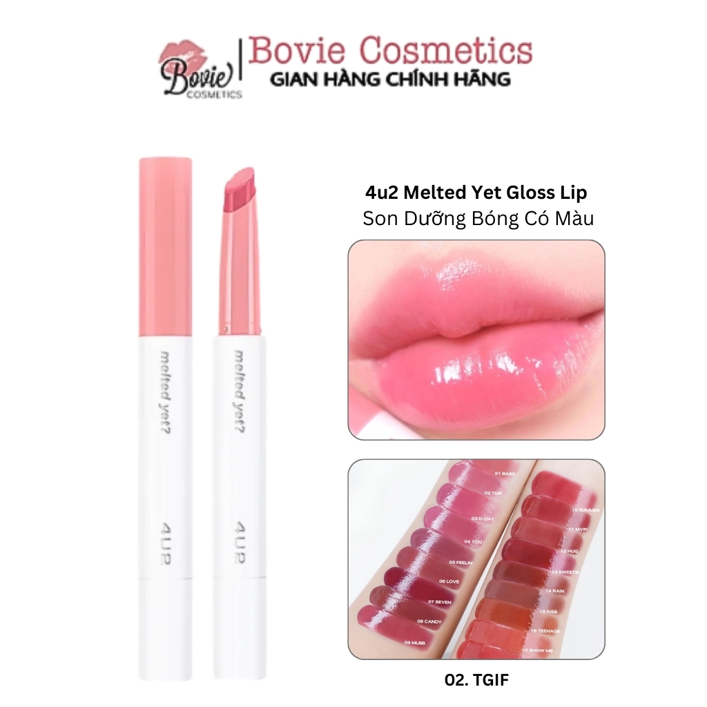 Son Dưỡng Bóng 4u2 Melted Yet Gloss Lip Son Kem Lì Mềm Mịn