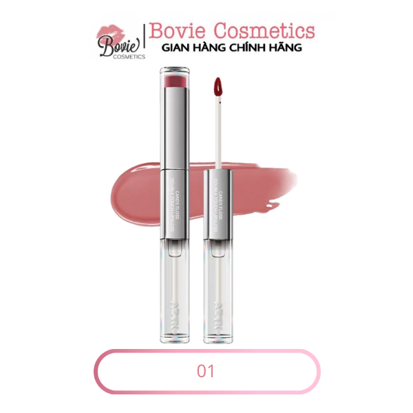 Son Bóng AZTK 2 Đầu Candy Double Touch Lipgloss Đầu Son Bùn Mờ Đầu Son Bóng Tráng Gương 1.7ml+1.7ml