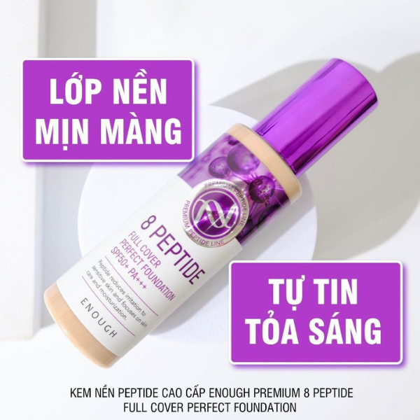 KEM NỀN PEPTIDE CAO CẤP ENOUGH PREMIUM 8 PEPTIDE FULL COVER PERFECT FOUNDATION 100ML