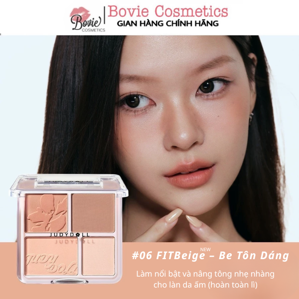 Phấn má hồng bắt sáng 4 ô Màu Judydoll Blush & Highlight Palette