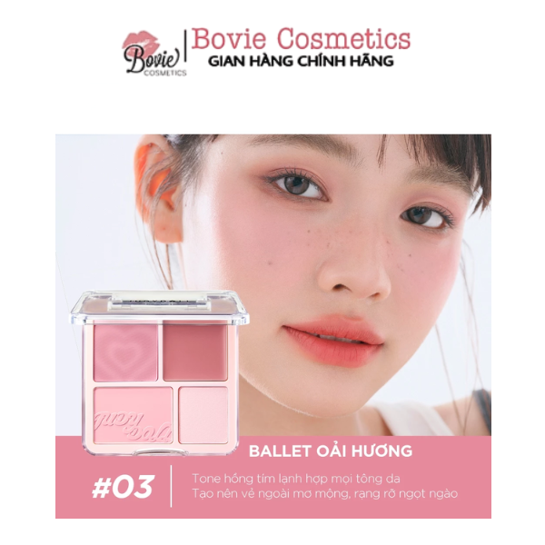 Phấn má hồng bắt sáng 4 ô Màu Judydoll Blush & Highlight Palette