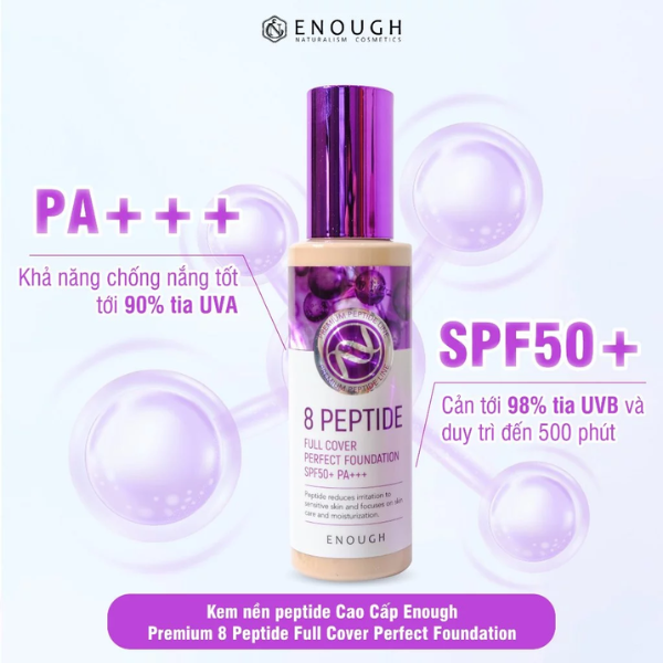 KEM NỀN PEPTIDE CAO CẤP ENOUGH PREMIUM 8 PEPTIDE FULL COVER PERFECT FOUNDATION 100ML