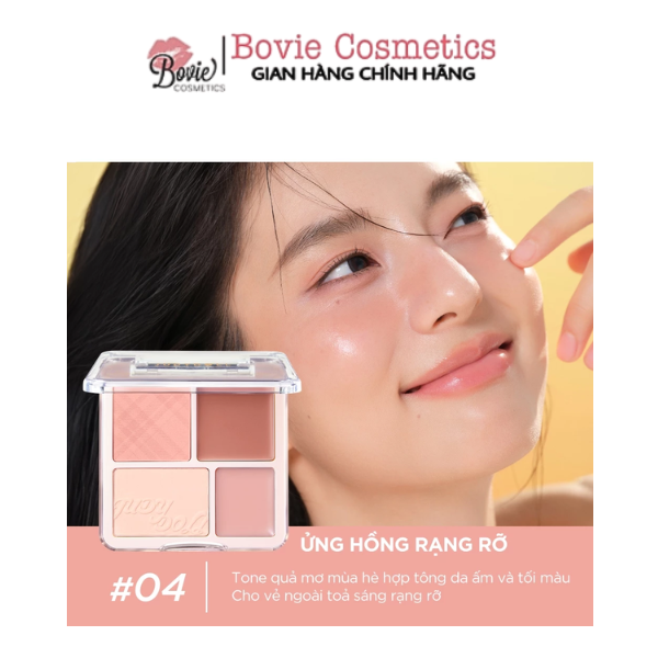 Phấn má hồng bắt sáng 4 ô Màu Judydoll Blush & Highlight Palette