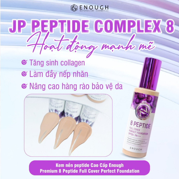 KEM NỀN PEPTIDE CAO CẤP ENOUGH PREMIUM 8 PEPTIDE FULL COVER PERFECT FOUNDATION 100ML