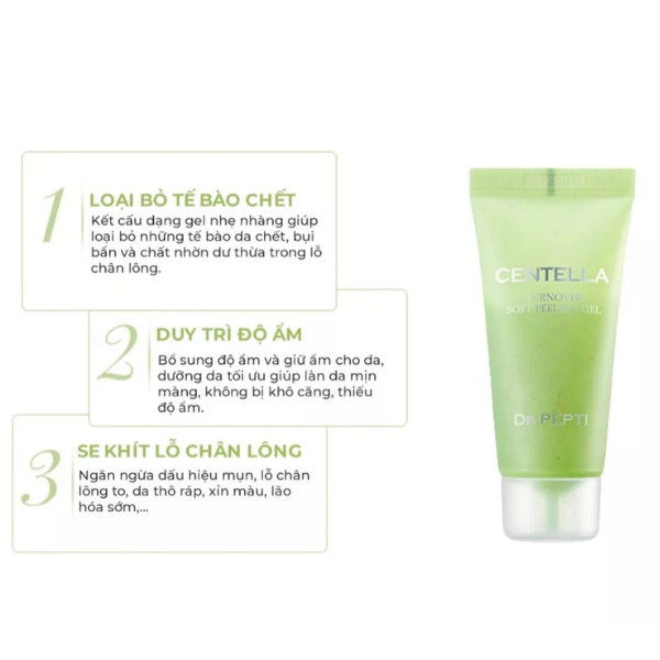 Gel Tẩy Tế Bào Chết Chiết Xuất Rau Má Dr.Pepti Centella Turnover Soft Peeling Gel