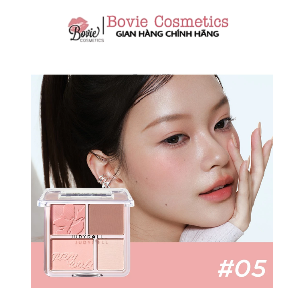 Phấn má hồng bắt sáng 4 ô Màu Judydoll Blush & Highlight Palette