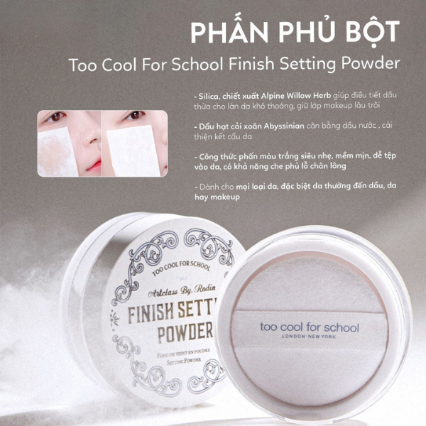 Phấn Phủ Kiềm Dầu Too Cool For School Artclass By Rodin Finish Setting Powder