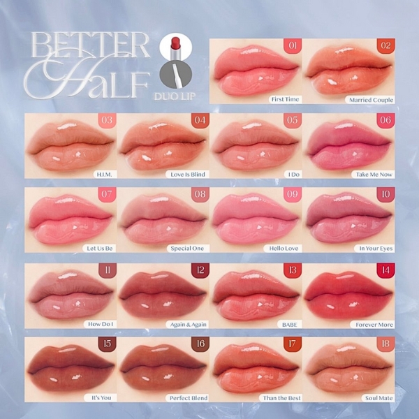 Son 4U2 2 Đầu Dạng Thỏi Better Half Duo Lip Kèm Đầu Son Bóng Khóa Màu Lì, Không Lem Trôi 24g