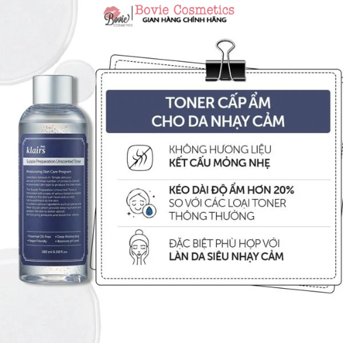 Nước Hoa Hồng Klairs Supple Preparation Unscented + Facial Toner