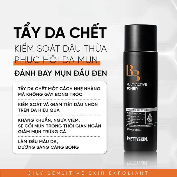 Nước Hoa Hồng Dưỡng Da Trắng Sáng Pretty Skin B3 Multi Active Toner