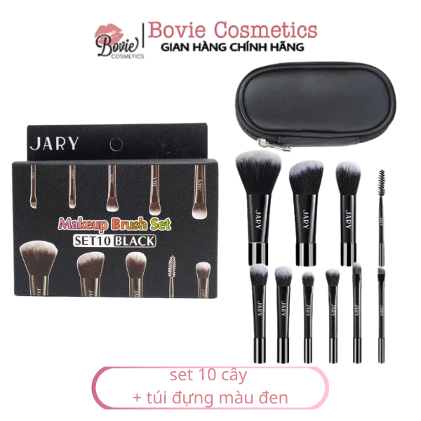 Bộ cọ trang điểm Jary Make Up Brush Set 10 Cây Kèm Túi Đựng da PU