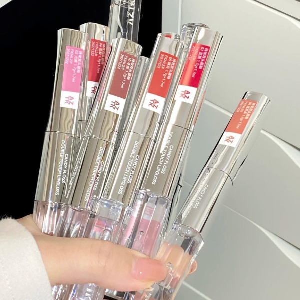 Son Bóng AZTK 2 Đầu Candy Double Touch Lipgloss Đầu Son Bùn Mờ Đầu Son Bóng Tráng Gương 1.7ml+1.7ml
