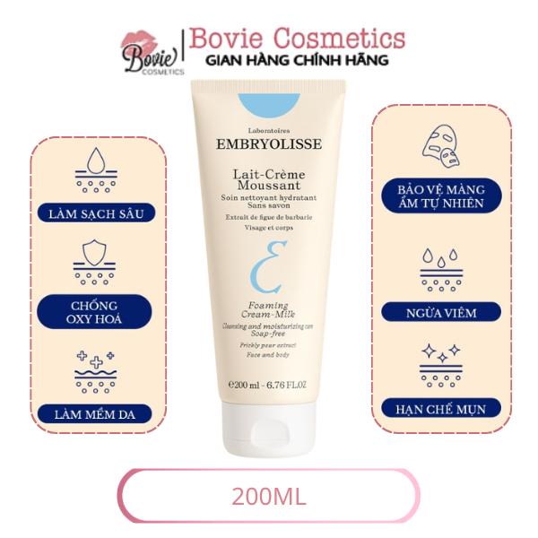 Sữa Rửa Mặt Embryolisse Làm Sạch Sâu, Chống Oxy Hóa 200ml