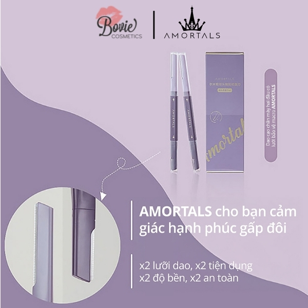 Bộ Dao Cạo Lông Mày AMORTALS Hai Đầu Tiện Dụng Dao cạo lông mày tỉa lông mày cạo râu tiện lợi