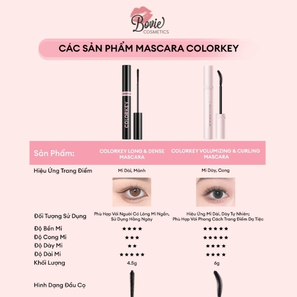 Chuốt Mi Cong Và Dày Colorkey Volumizing & Curling Mascara