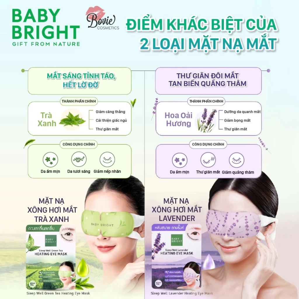 Mặt nạ xông hơi mắt trà xanh Baby Bright Sleep Well Green Tea Heating Eye Mask