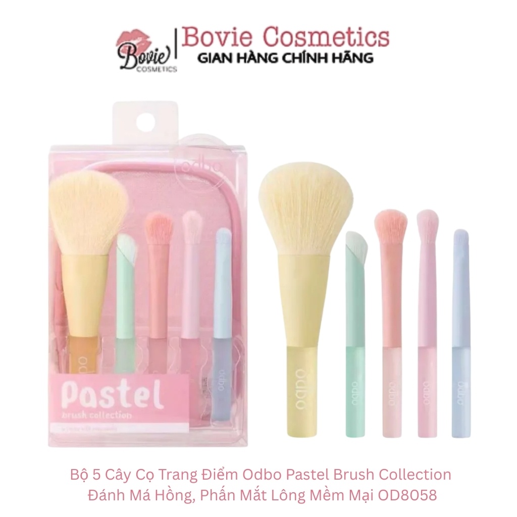 Bộ 5 Cây Cọ Trang Điểm Odbo Pastel Brush Collection Đánh Má Hồng, Phấn Mắt Lông Mềm Mại OD8058