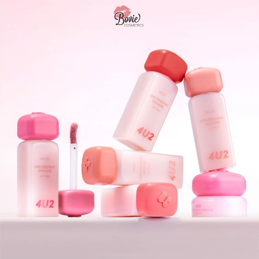 Son Tint Lì Thuần Chay, Mềm Mịn, Lâu Trôi 4U2 Girlfriends' Mousse Lip Tint 3g