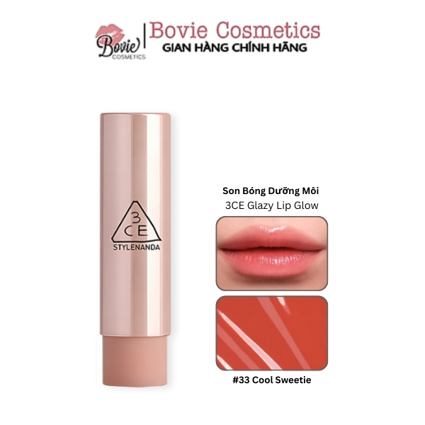 Son Bóng Dưỡng Môi Có Màu 3CE Glazy Lip Glow 5g