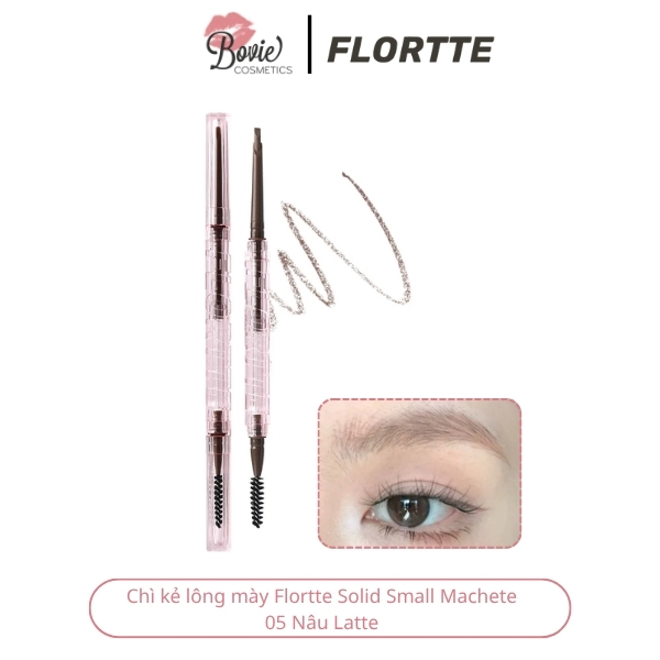 Chì Kẻ Mày Flortte Solid Small Machete Eyebrow Pencil  Thiết Kế Đầu Vát Dễ Kẻ Cho Người Mới, Bền Màu 0.11g