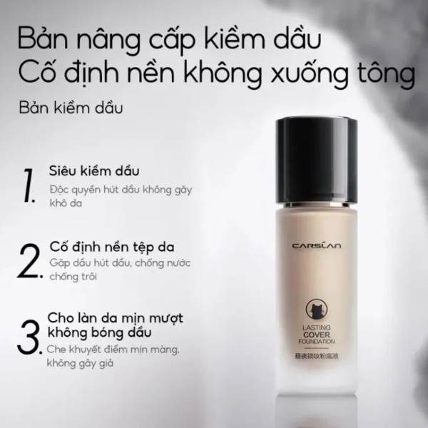 Kem Nền Carslan Dạng Lỏng Kiểm Soát Dầu Lâu Trôi Chống Thấm Nước Suốt 24h