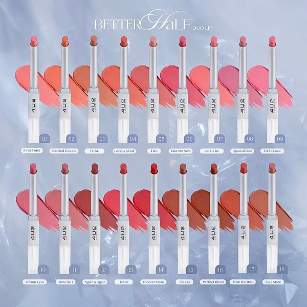 Son 4U2 2 Đầu Dạng Thỏi Better Half Duo Lip Kèm Đầu Son Bóng Khóa Màu Lì, Không Lem Trôi 24g