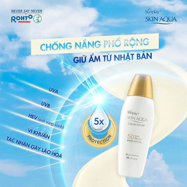 Sữa Chống Nắng Sunplay Skin Aqua Dưỡng Da Sáng Mịn 55g Clear White SPF50+ PA++++