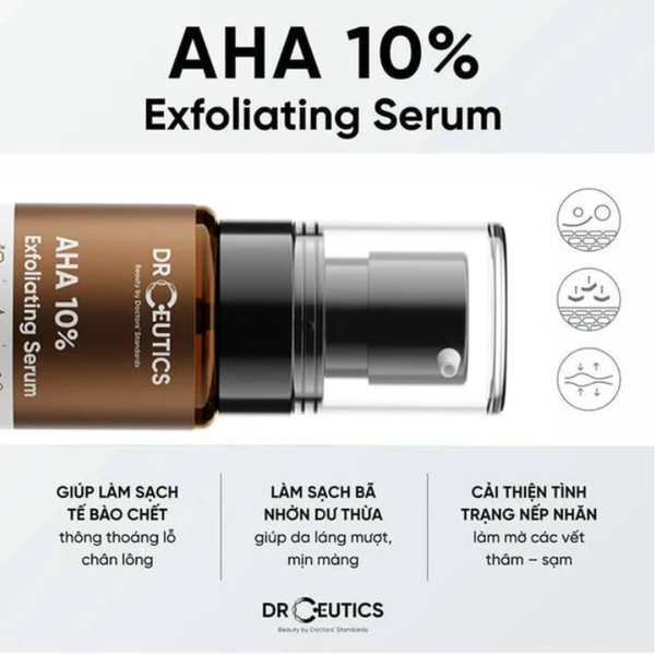 Serum DrCeutics AHA 10% Exfoliating Serum Tẩy Da Chết Làm Sáng Và Ngừa Lão Hóa Da