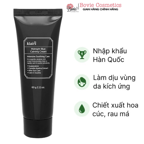 Kem dưỡng ẩm, phục hồi da Klairs Midnight Blue Calming Cream