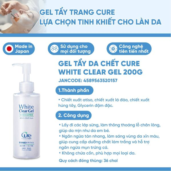Tẩy da chết Cure Natural Aqua Gel Dưỡng Da Trắng Sáng Dịu Nhẹ Nhật Bản