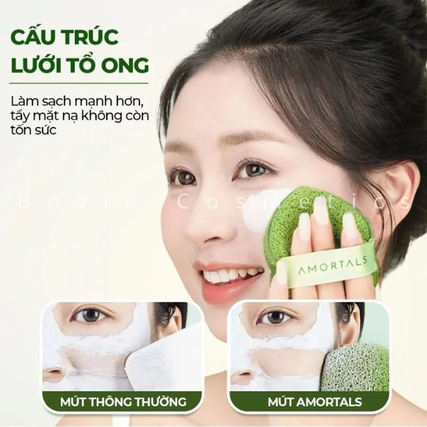 Bông mút bọt biển rửa mặt AMORTALS Chính Hãng