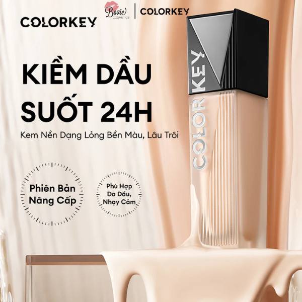 Kem Nền Mỏng Nhẹ, Lâu Trôi, Dành Cho Da Dầu Colorkey Long Lasting Flawless Liquid Foundation 30g