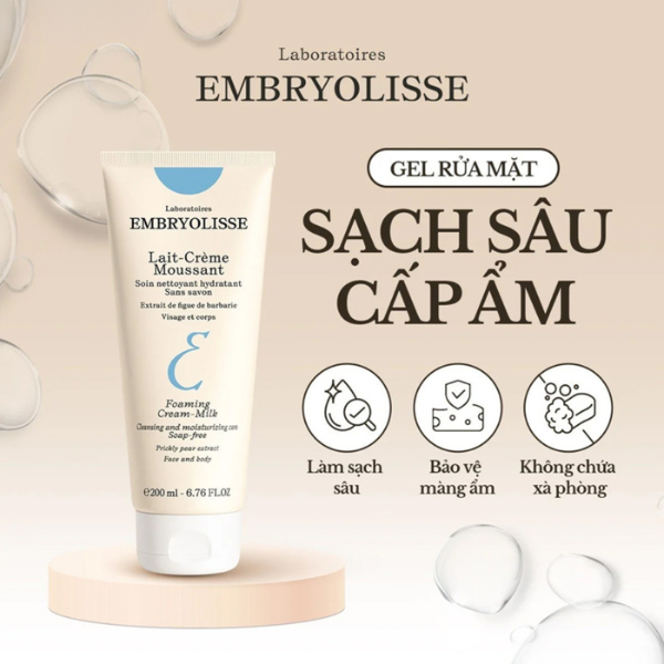 Sữa Rửa Mặt Embryolisse Làm Sạch Sâu, Chống Oxy Hóa 200ml